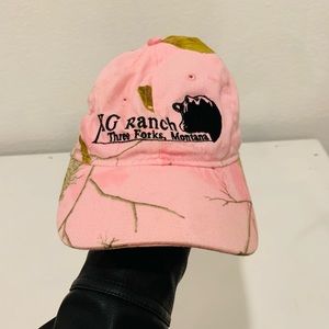 Pink camo cap.